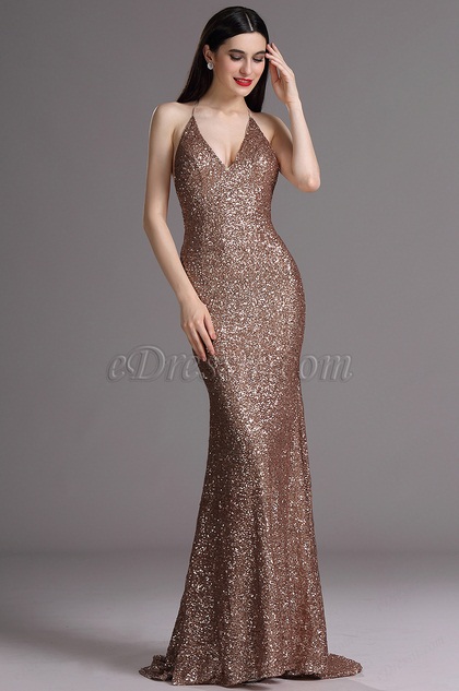 eDressit Spaghetti Halter Plunging Neck Coffee Sequins Formal Dress (00165420) eDressit Spaghetti Halter Plunging Neck Coffee Sequins Formal Dress (00165420)