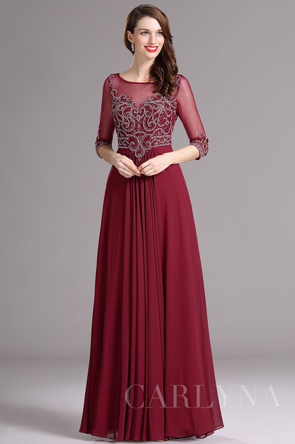 elbow sleeve formal dress