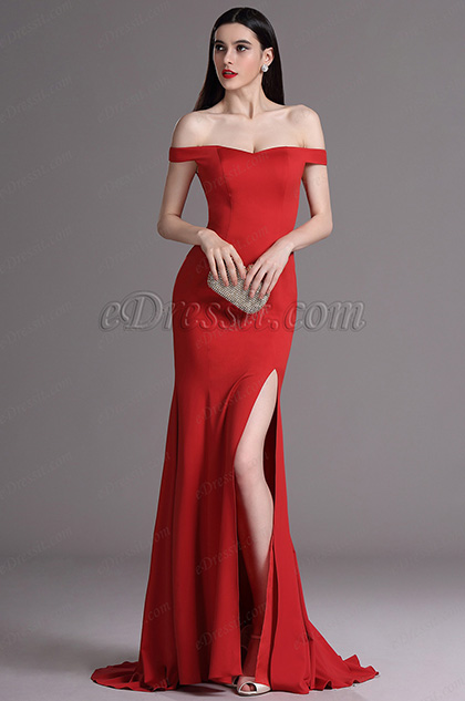 red gown with slit