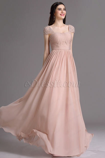 blush cap sleeve dress