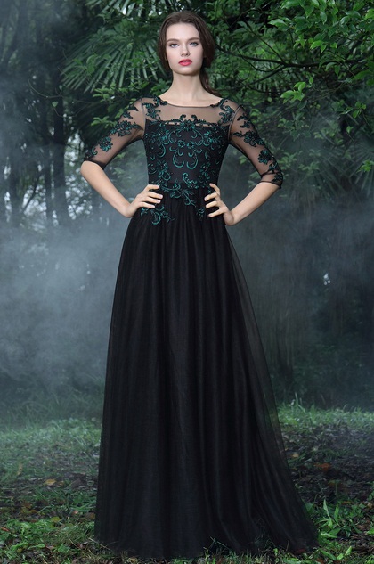 green and black gown