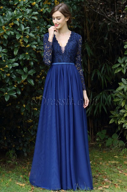 royal blue and rose gold dress