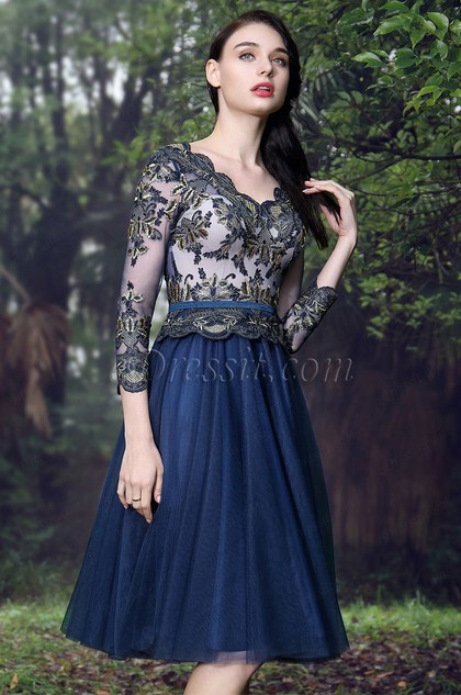 eDressit Blue Scallop Neckline Lace Cocktail Party Dress (04171005) eDressit Blue Scallop Neckline Lace Cocktail Party Dress (04171005)
