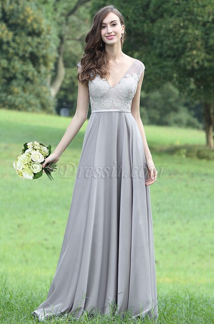 eDressit Latest Grey Sexy Lace Evening Dress