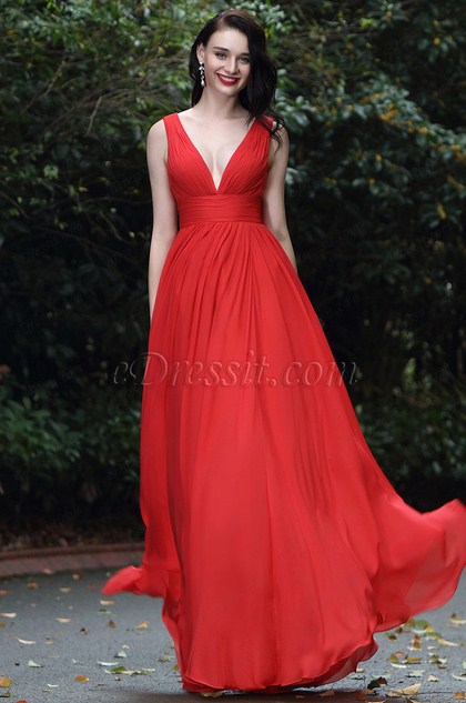 eDressit Red Sexy Chiffon Bridesmaid Dress Evening Gown (00170402)