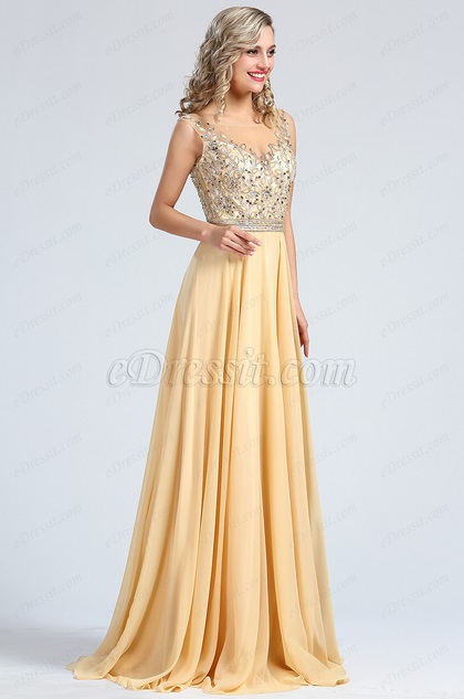 beige beaded gown