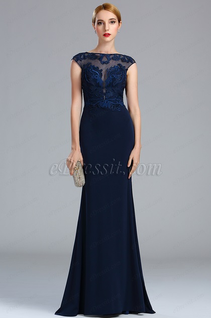 eDressit Cap Sleeves Navy Blue Lace Appliques Formal Dress (00173805) eDressit Cap Sleeves Navy Blue Lace Appliques Formal Dress (00173805)