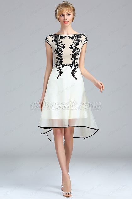 white lace applique dress