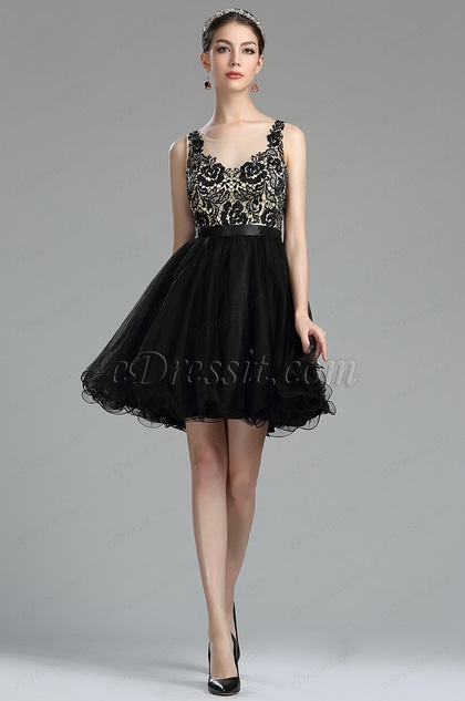 eDressit Black Beaded Floral Cocktail and Party Dress (35170200)