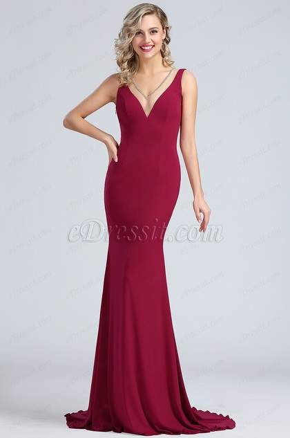 red sleeveless gown