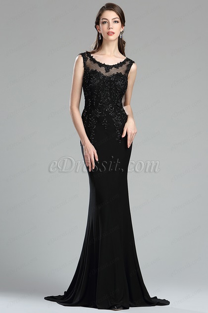 floral applique evening dress