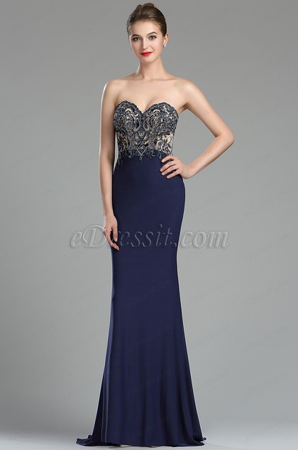 sparkly navy blue prom dress