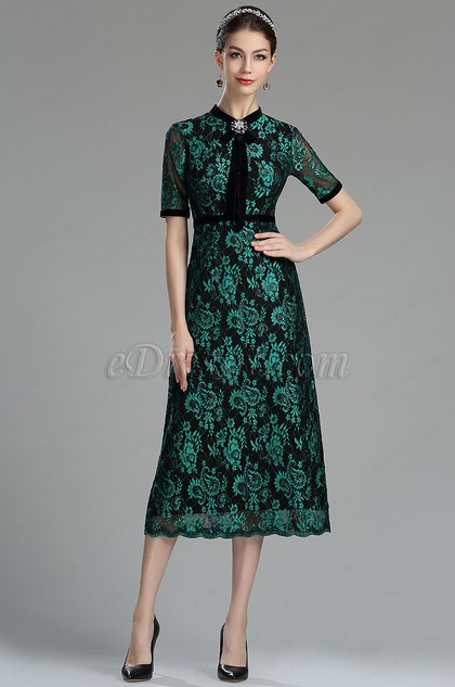 The Mother of Groom Dresses Tea Length Peacock 