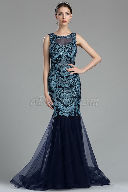 blue designer dress