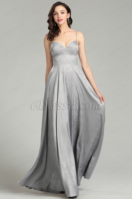 eDressit Grey Spaghetti Straps Designer Dressing Gown (00181608)
