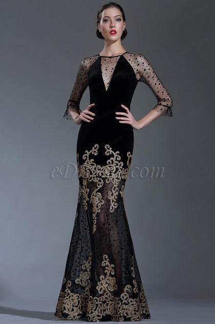 black lace formal evening gowns