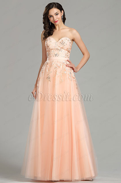peach evening dress
