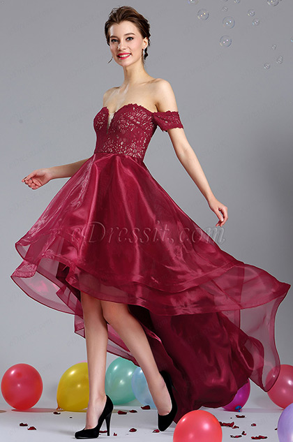 eDressit Burgundy Off Shoulder Prom Homecoming Dress