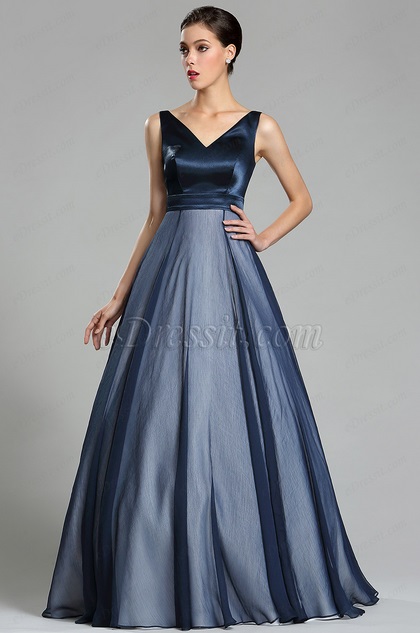 blue floor length gown