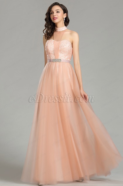 peach sequin gown