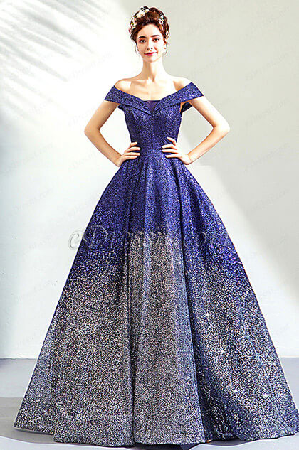 off shoulder dinner gown