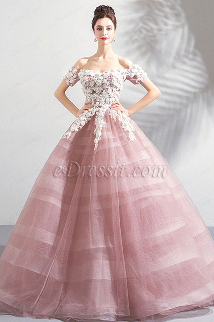 pink puffy ball gown