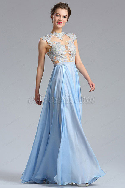 silver blue evening gown