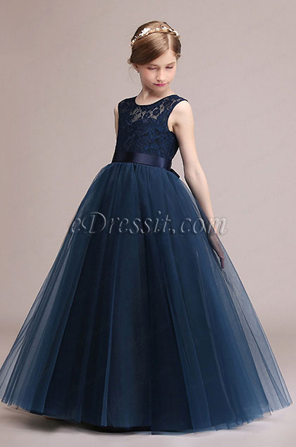 Edressit Navy Blue Lace Children Wedding Flower Girl Dress
