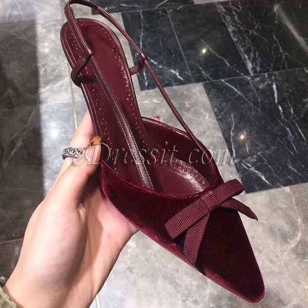 burgundy mid heels