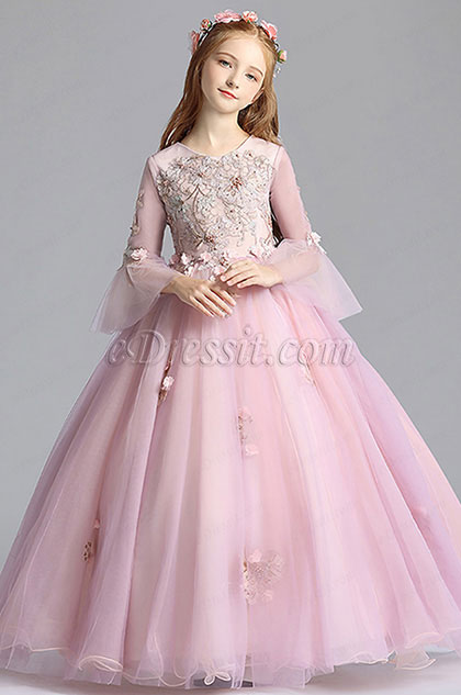 Round Neckline Children Wedding Flower Girl Dress 