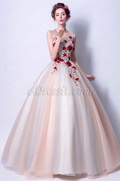 Sexy Strapless Embroidery Women Party formal Gown 