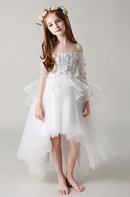 off shoulder flower girl dress