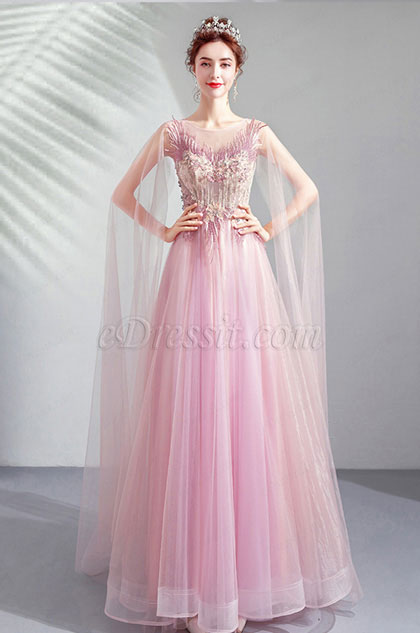 Elegant Long Tulle Bride Evening Prom Dress 