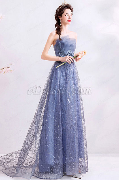 Shiny Gray Prom Dresses