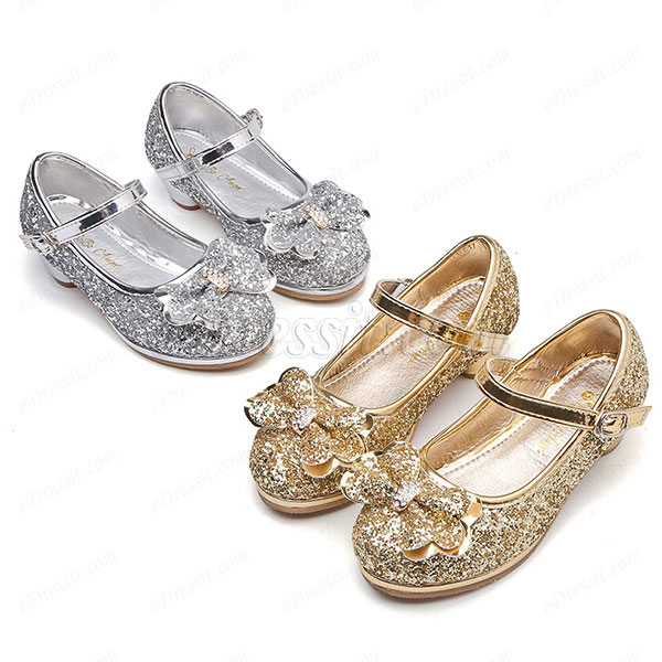 silver flower girl shoes