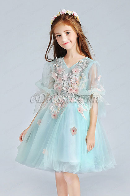 Green Short Princess Party Girl Dress