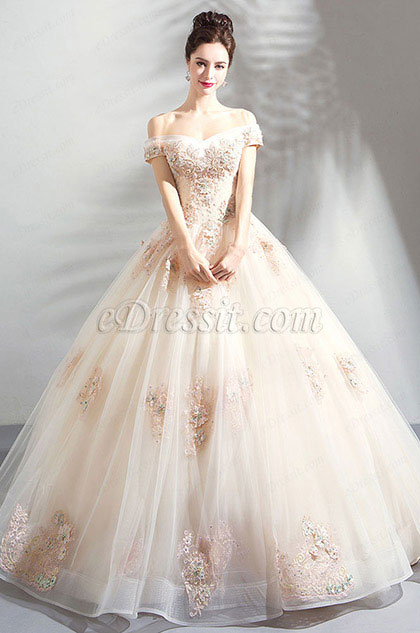 beige ball gown