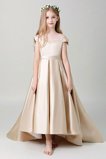 off shoulder flower girl dress