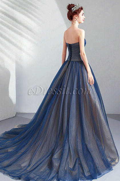 blue corset ball gown