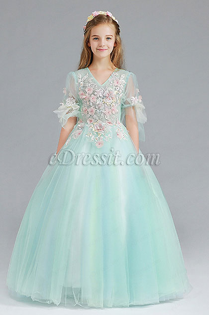 Flora Long Handmande Princess Party Girl Dress 