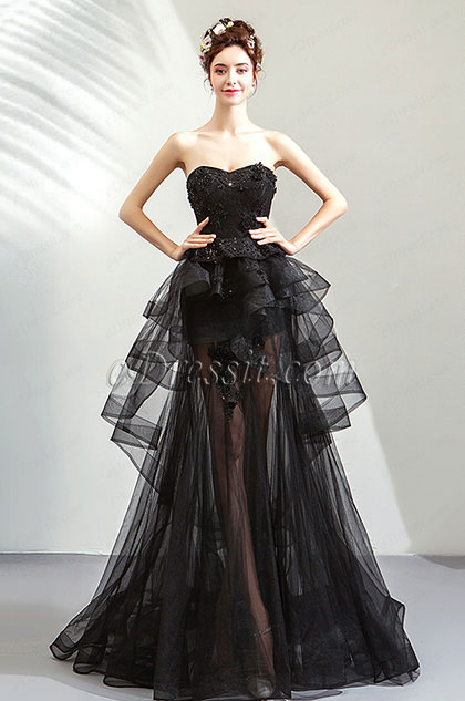 black corset tulle dress