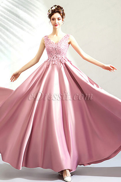 sexy pink prom dress