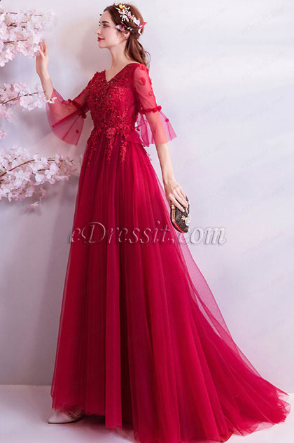 red v cut dress