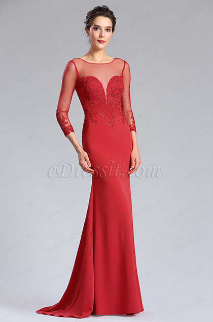 eDressit Illusion Neckline Beaded Prom Evening Dress (26181302)