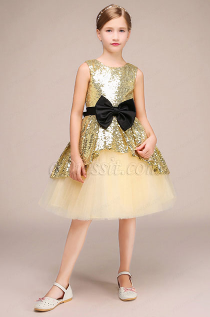 Lovely Sequin Sleeveless Wedding Flower Girl Dress 