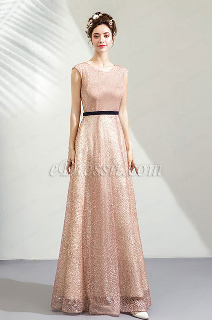 Cap Sleeve Sequins Tulle Formal Party Evening Dress 