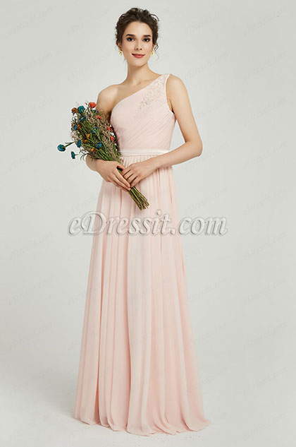 one shoulder pink