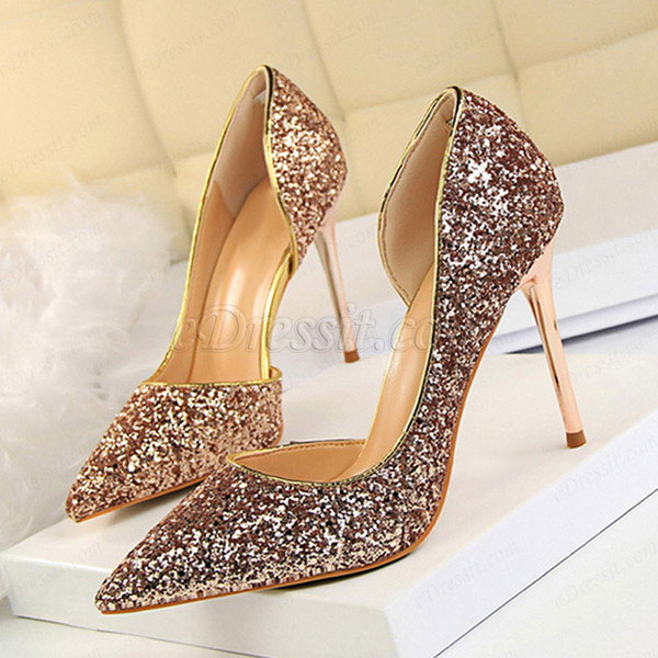 Women's Sparkling Sequins High Heel Pumps Shoes (0919002)