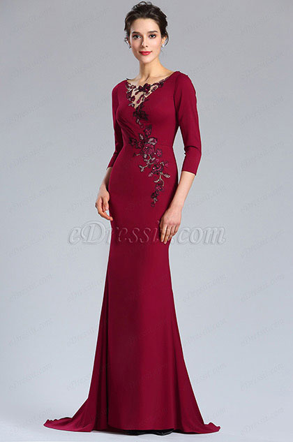 burgundy floral gown