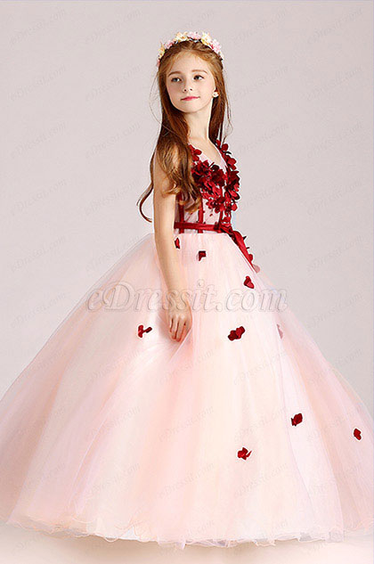 Edressit Red White Children Wedding Flower Girl Dress 27190402